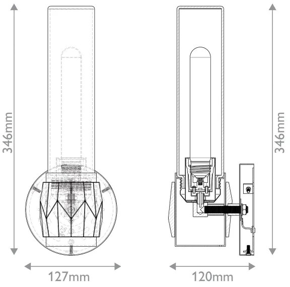 Hinkley HK-ELLISON1-BK-BN - Fürdőszobai lámpatest ELLISON 1xE27/40W/230V IP44 fekete