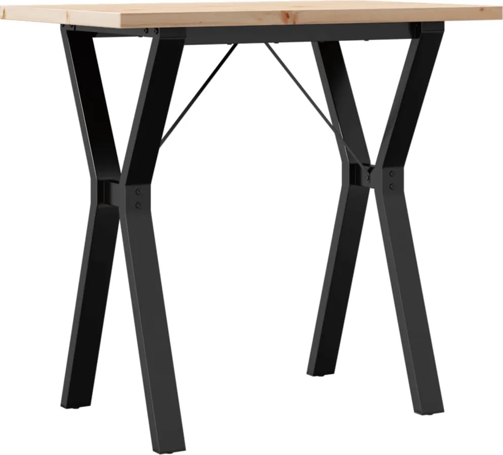 vidaXL tömör fenyőfa és acél étkezőasztal Y-vázzal 80x50x75,5 cm