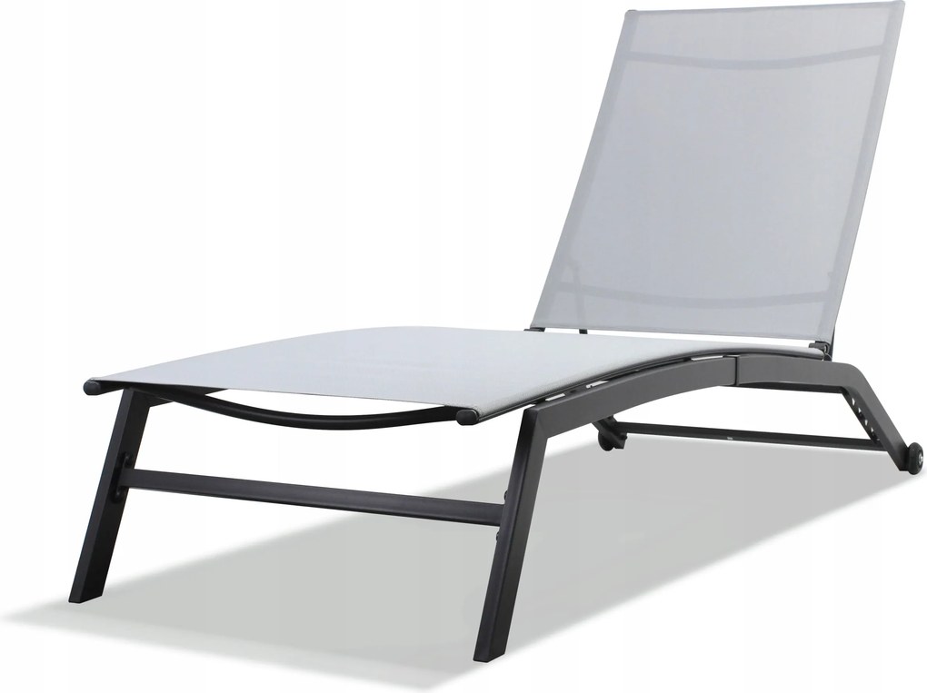 Kerti Napozóágy Fotel Állítható Kerekek 195CM Összecsukható Szürke