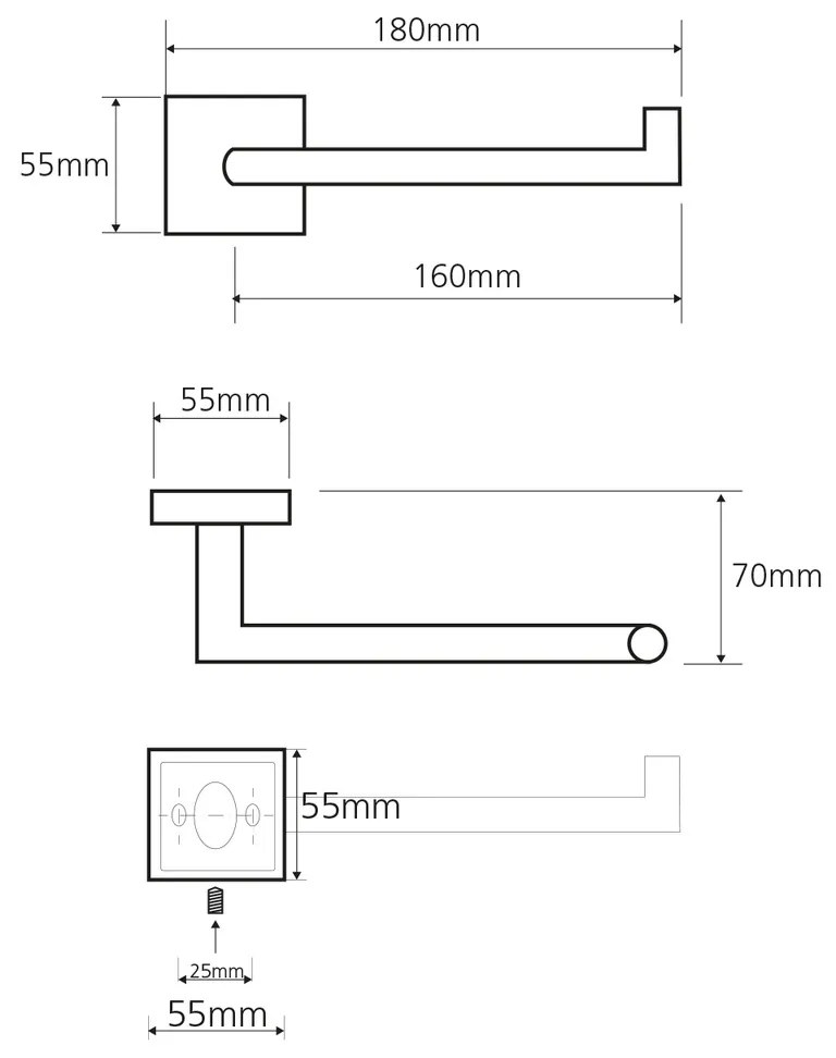 SAPHO XQ702 X-Square WC-papír tartó fedő nélkül,18 x 5,5 x 7 cm, ezüst