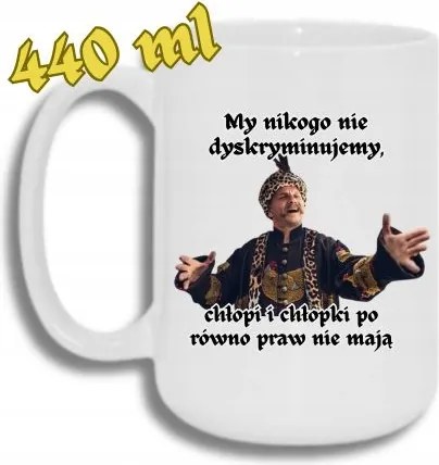 Bögre Fehér Nagy 440ML Vicces Ajándék 1670 MI Nem Diszkriminálunk Senkit