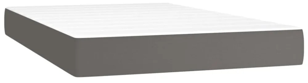 szürke műbőr rugós ágy matraccal és LED-del 120x200 cm