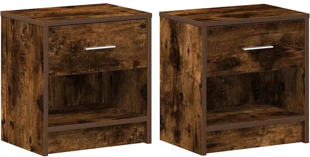 vidaXL 2 db füstös tölgy színű éjjeliszekrény fiókkal 39x28x41 cm
