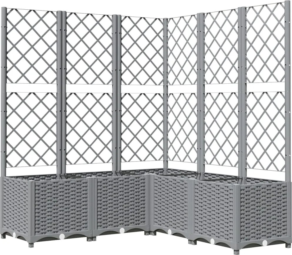vidaXL világosszürke PP rácsos kerti ültetőláda 120 x 120 x 136 cm