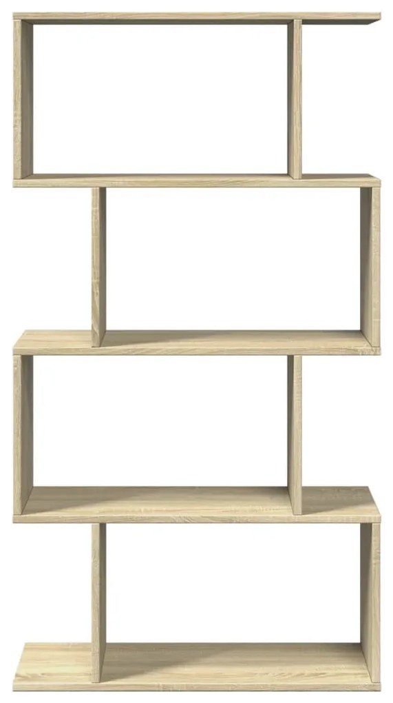 4 szintes sonoma tölgy fa elválasztó könyvespolc 70x24x129 cm