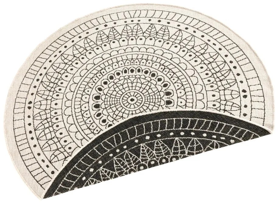 Porto fekete-krémszínű kültéri szőnyeg, ø 140 cm - NORTHRUGS