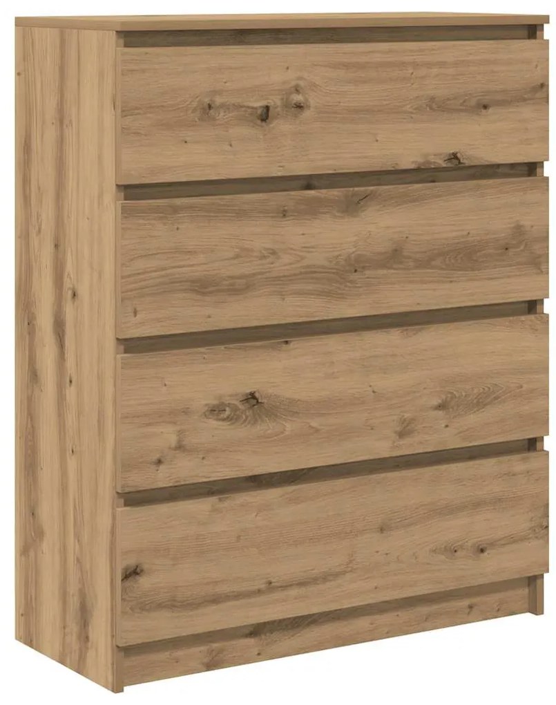 kézműves tölgy színű szerelt fa tálalószekrény 80x35x99 cm