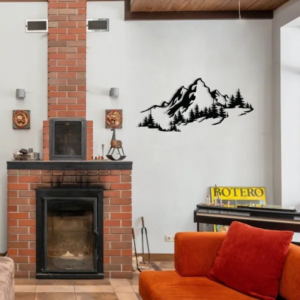 Fali dekoráció 30x67 cm hegy motívummal, fém kivitelben