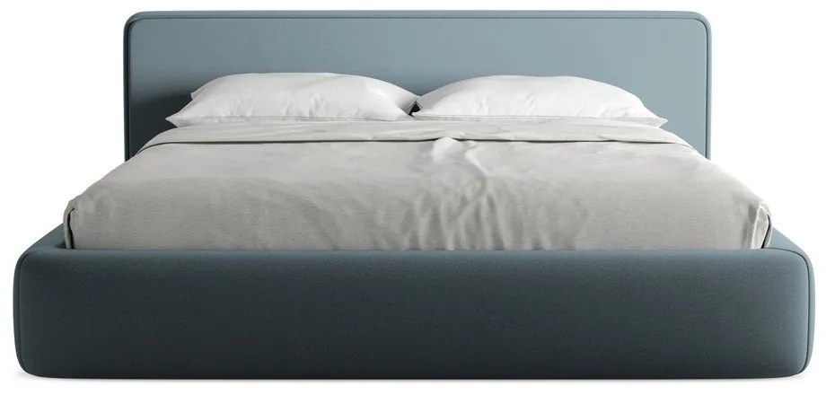 Kék kárpitozott ágyneműtartós franciaágy ágyráccsal 180x200 cm Kiana – Makamii