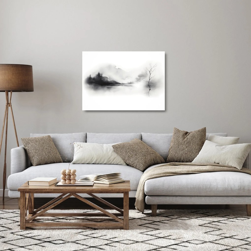Üveg kép - Tintafestmény tájkép (70x50 cm)