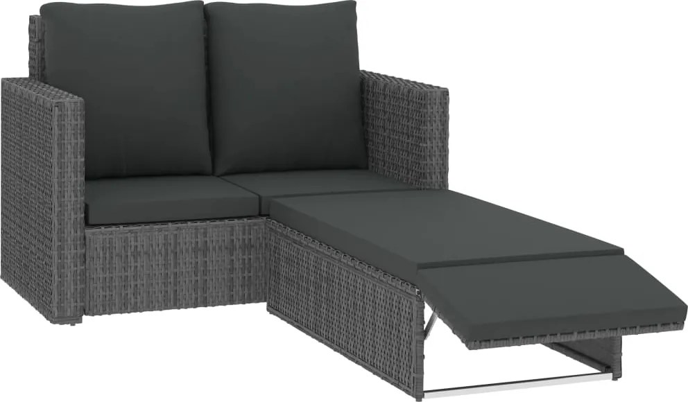 vidaXL 2 részes szürke polyrattan kerti ülőgarnitúra párnákkal