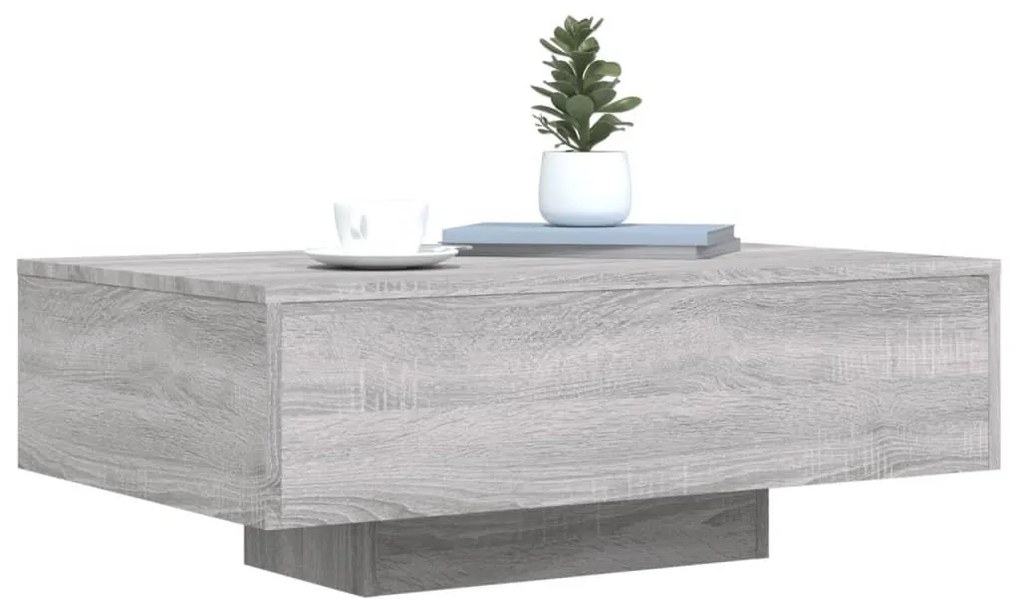 szürke sonoma színű dohányzóasztal LED-lámpákkal 85x55x31 cm