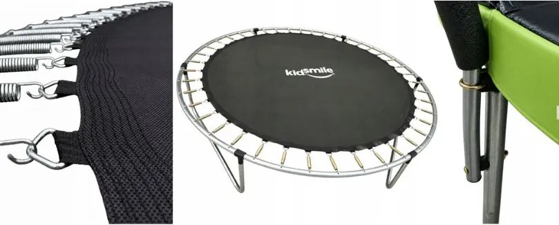252 cm-es (8FT) kerti trambulin belső biztonsági hálóval és létrával zöld