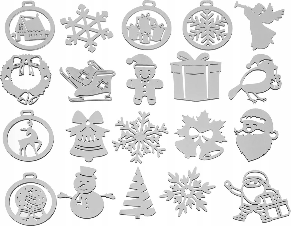 Ruhhy fából faragott karácsonyfadíszek 20 db