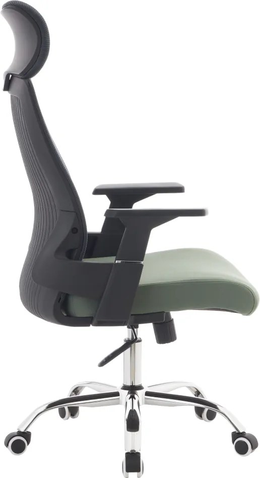Irodai szék, sötétszürke/zöld/króm, teherbírás 150 kg, HOLGER