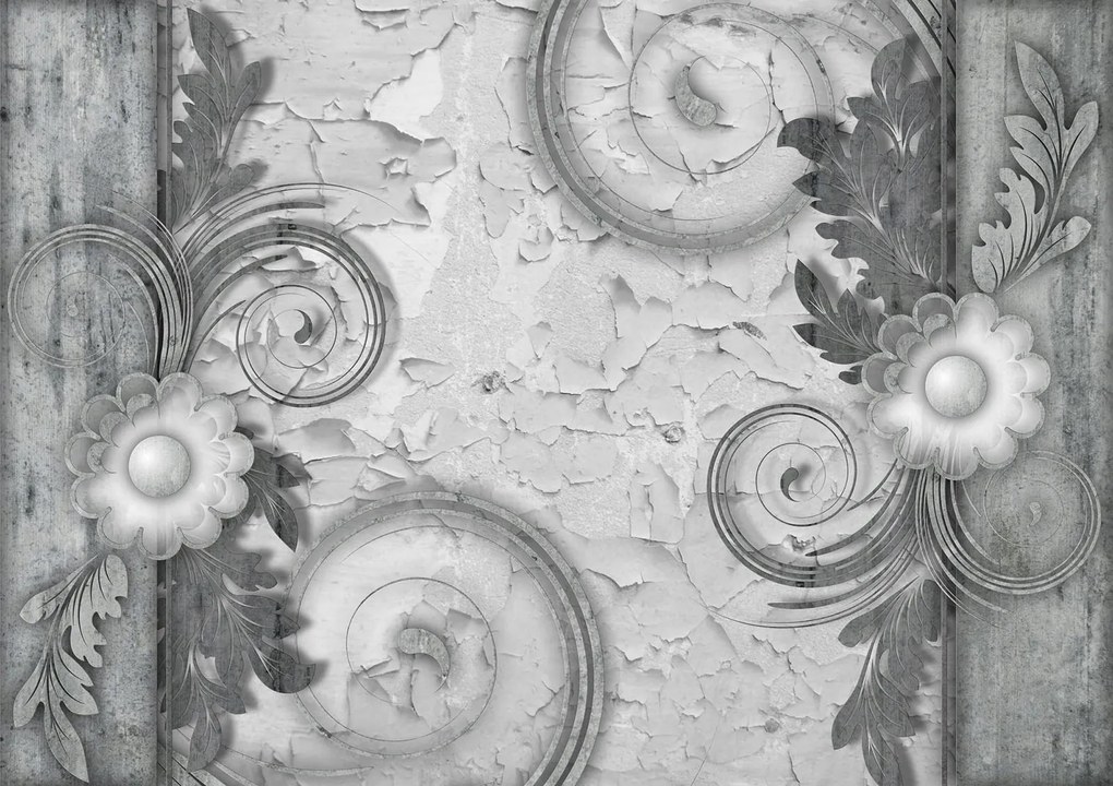 Flizelin fotótapéta Virágok és vakolat Vintage Retro 250x175 Elegáns +ragasztó