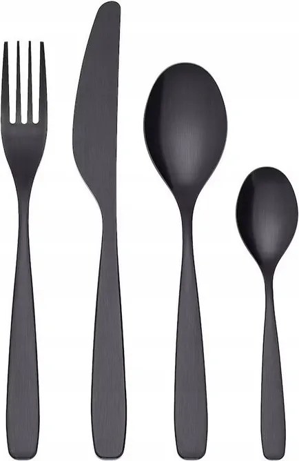 Rozsdamentes evőeszköz szett 6 személyes 24 részes fekete Tillagd