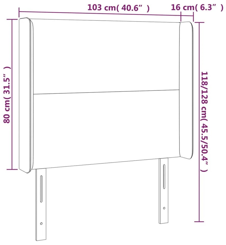 cappuccino műbőr LED-es fejtámla 103x16x118/128 cm
