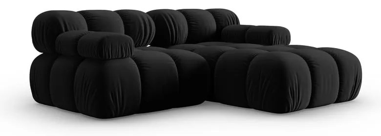 Fekete bársony sarokkanapé (jobb oldali) Bellis – Micadoni Home