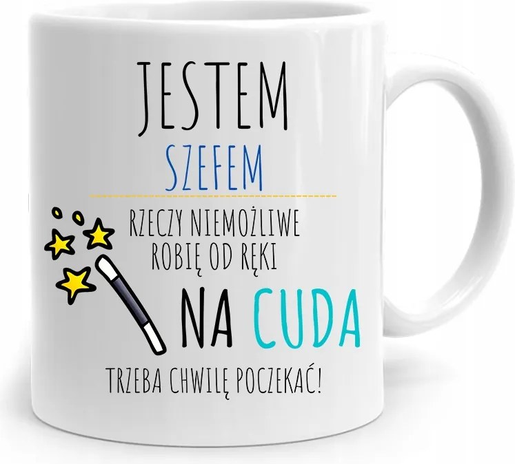Ajándék Bögre A Főnöknek A Csodákra Várni Kell A fényképes nyomtatással