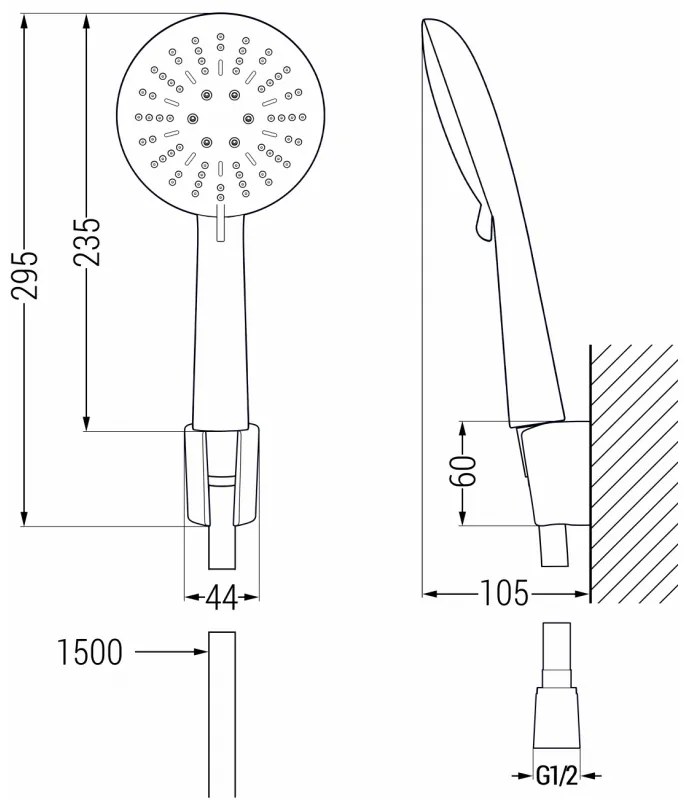 Mexen tartozékok - 1 pontos kézizuhany készlet R-67, króm / fehér, 785675052-00