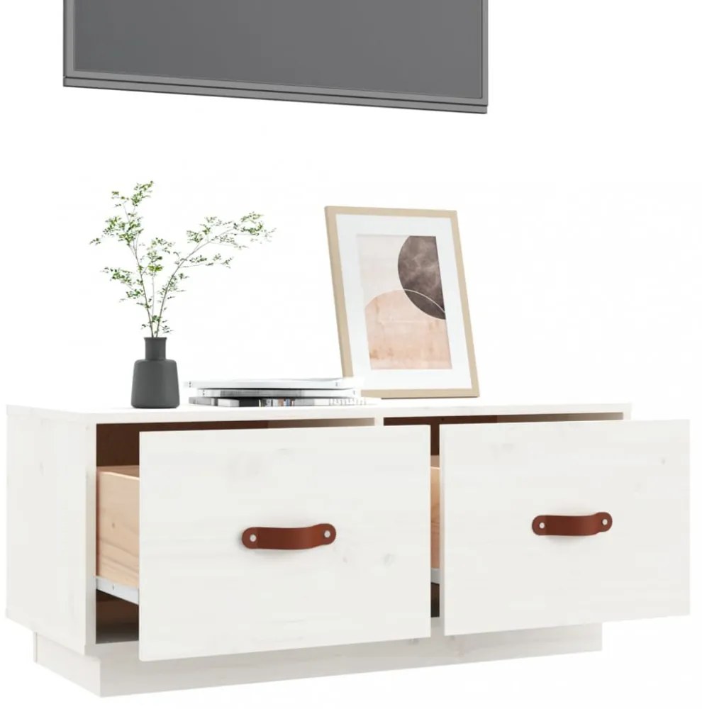 fehér tömör fenyőfa TV-szekrény 80 x 34 x 35 cm