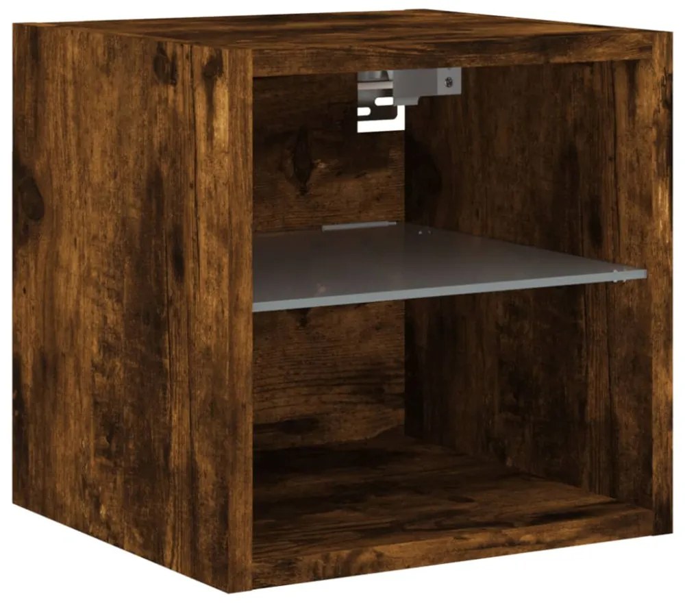2 db füstös tölgy fali TV-szekrény LED-ekkel 30 x 28,5 x 30 cm