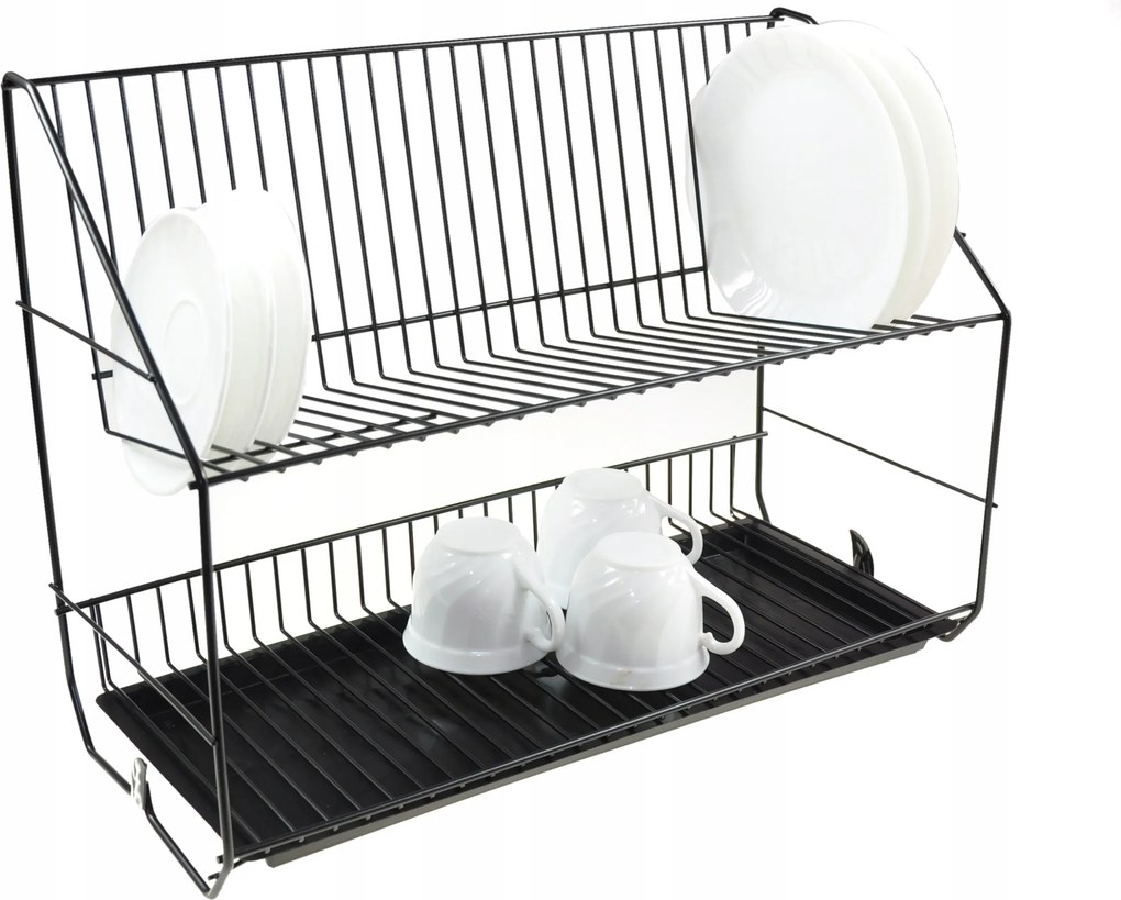 Edényszárító Csepegtető Kétszintes Akasztós Fekete
