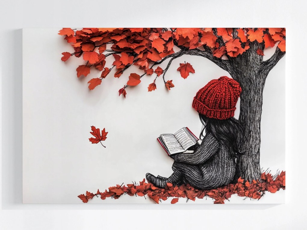 Poszter Gyerek Lány Könyv Fa Ősz 60x40
