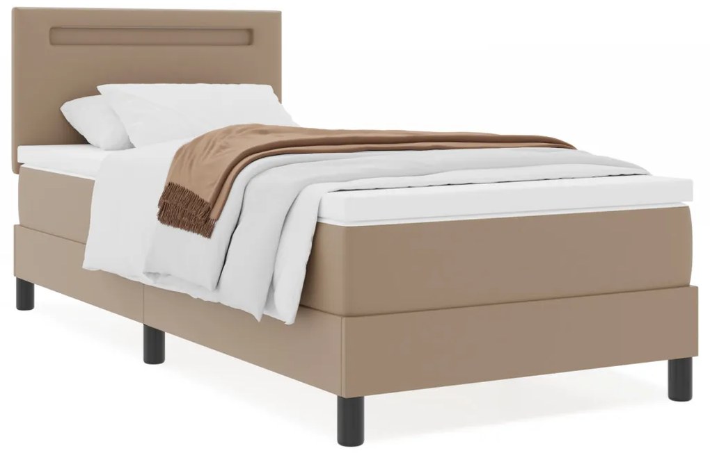 Boxspring Ágy Matraccal, Kávébarna, 100 x 200 cm, Műbőr