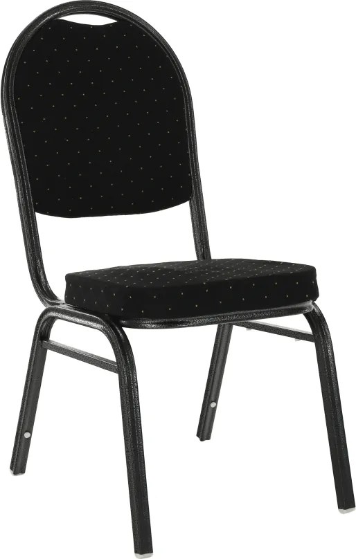 Szék, egymásba rakható, szövet fekete/szürke keret, JEFF 2 NEW