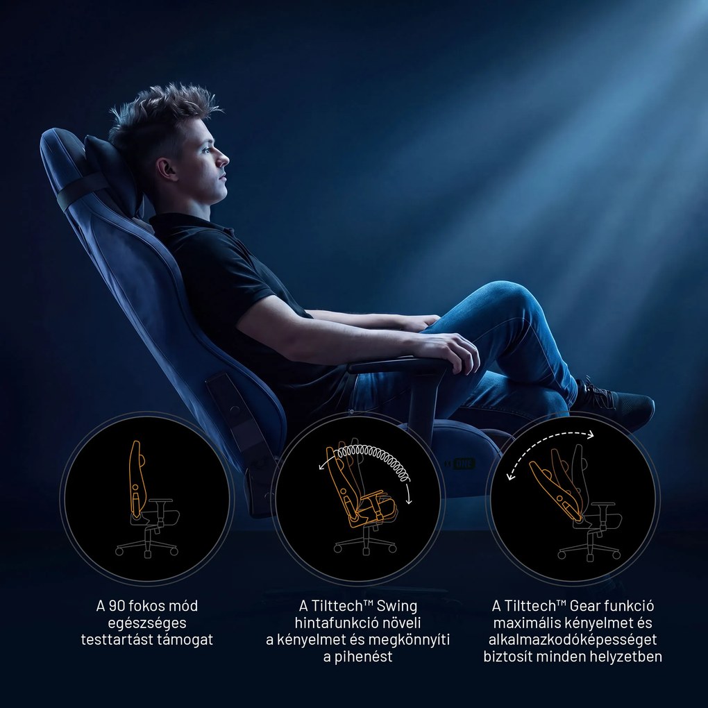 Gamer szék szövet King Size, fekete-kék: Diablo X-One 2.0 Night Blue