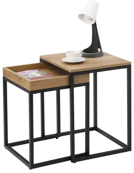 ELDUR 2 darabos kisasztal szett barna/fekete