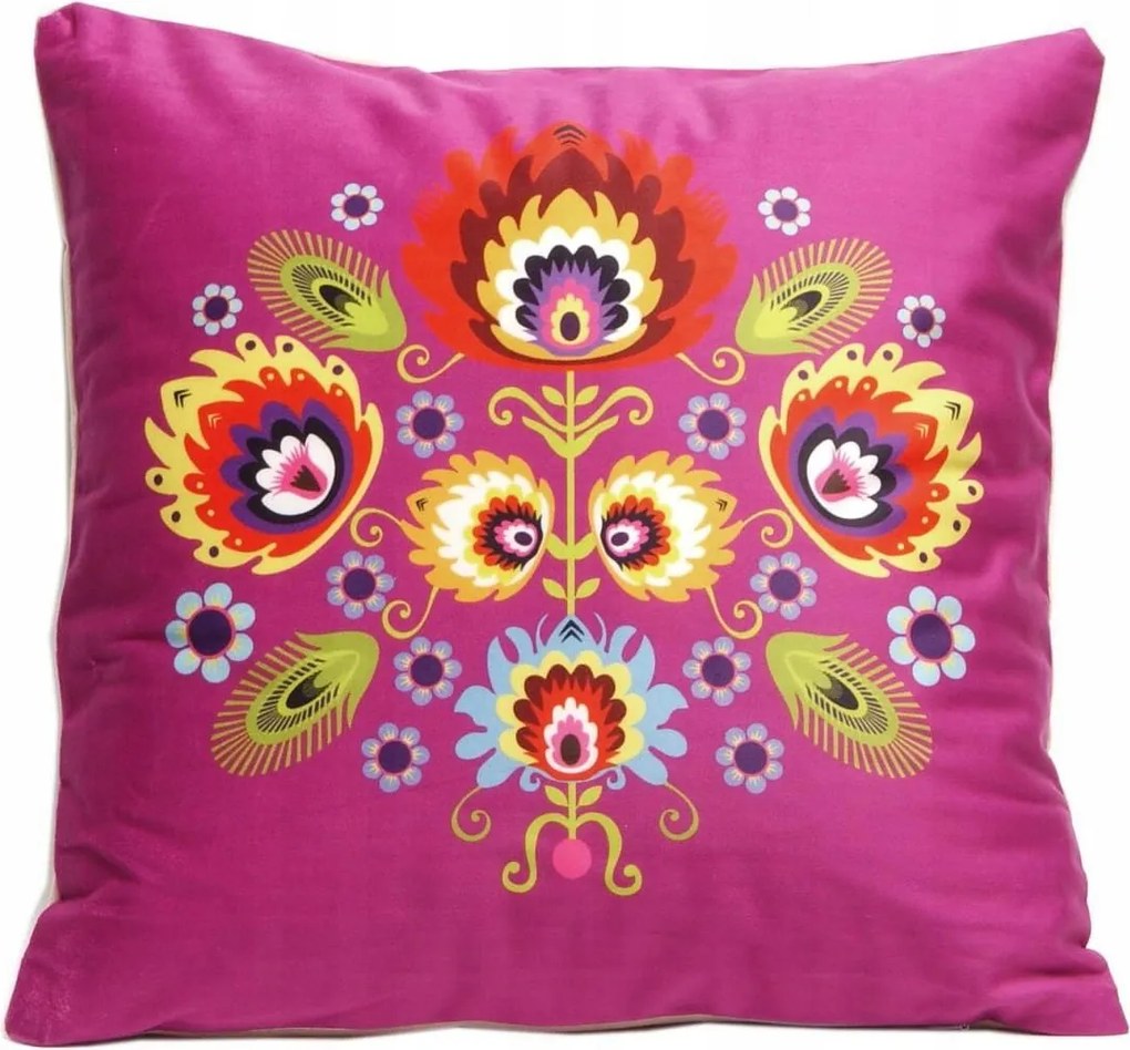 Velúr párnahuzat 40x40 cm Folk Népi Mintás Színes Dekoratív Párnahuzat