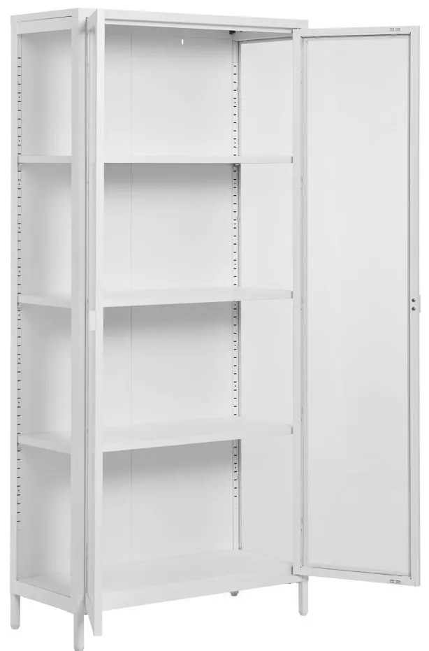 Brisbane vitrin, 2 üvegajtó, acél, fehér 80x35x175 cm