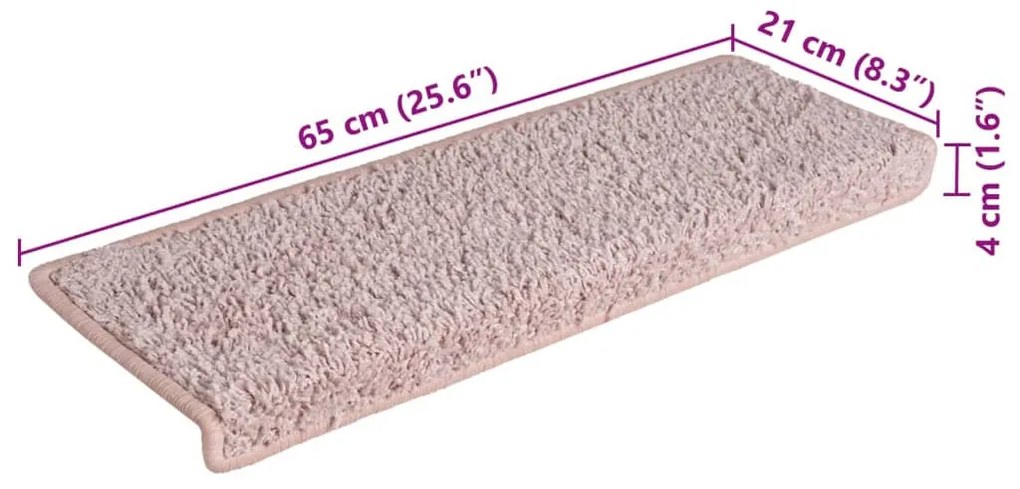 15 db fehér-rózsaszín lépcsőszőnyeg 65x21x4 cm
