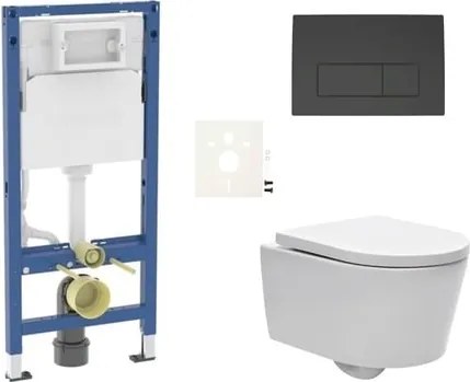 Fali WC szett Geberit könnyűszerkezetes falakba / falsík előtti + WC SAT Brevis SIKOGESBRED50BL