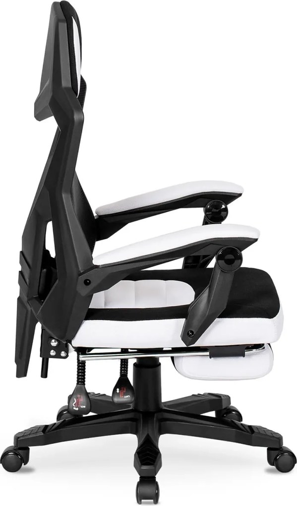 Forgószék gaming lábtartóval fekete/fehér. BING