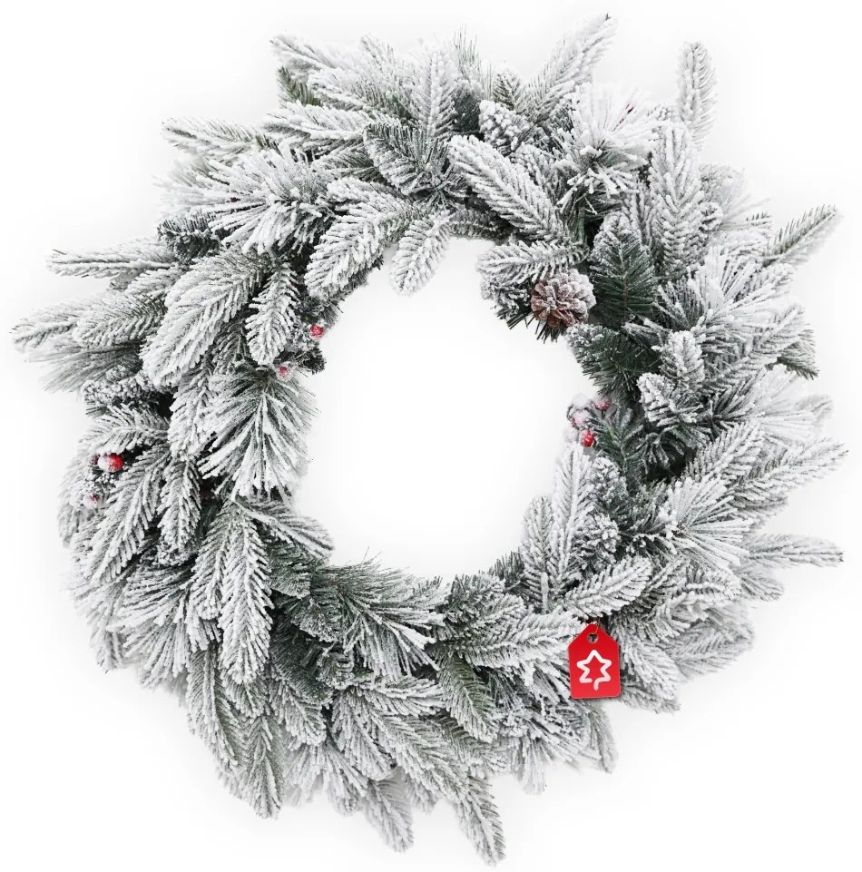 Karácsonyi koszorú Havas 50 LED 60 cm