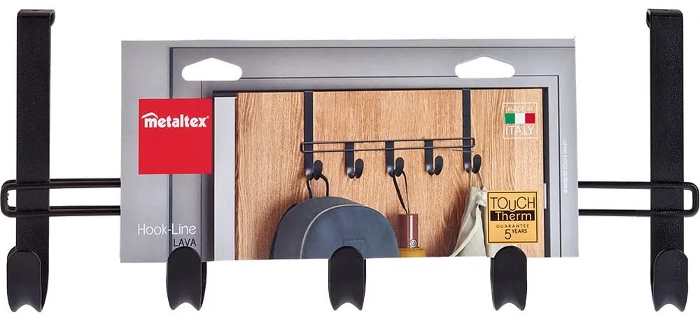 Fekete fém ajtófogas 38 cm Lava – Metaltex