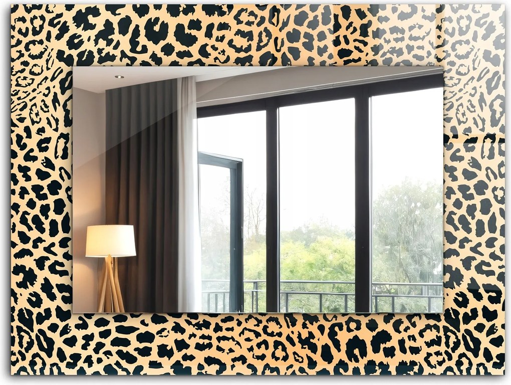 Fürdőszobai fali tükör dekoratív üveg kerettel 80x60 cm Leopárd leopárd