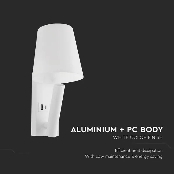 LED fali lámpa USB-porttal LED/2W/230V 3000K fehér