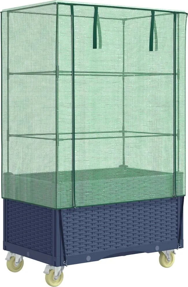 vidaXL rattan megjelenésű magaságyás borítással/kerékkel 80x50x182 cm
