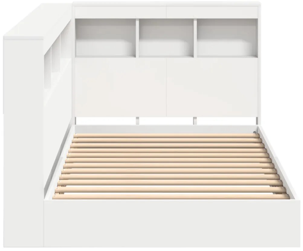 vidaXL Könyvespolcos Ágy fejtámlával Fehér 100 x 200 cm Faanyag