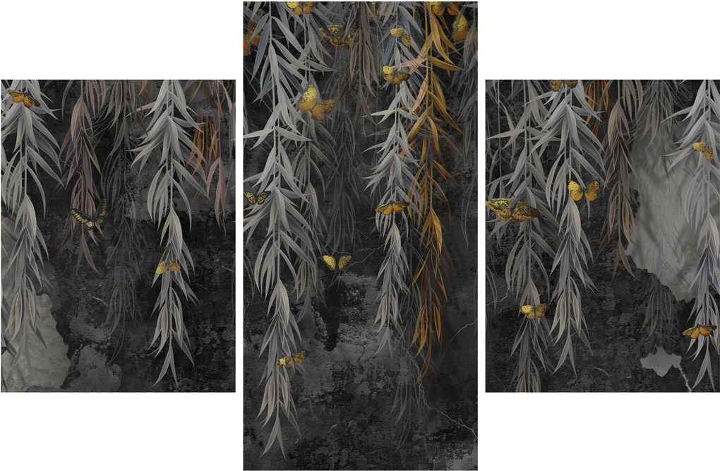 Kép -Fűzfa gallyak fekete háttérrel (90x60 cm)