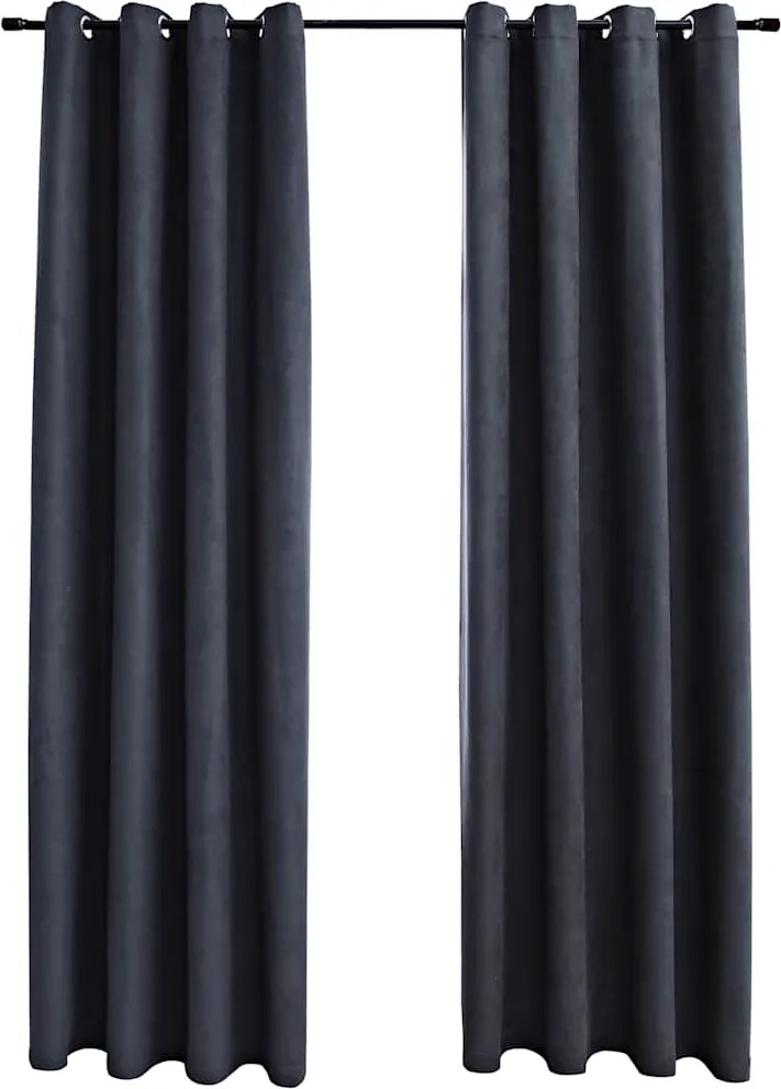 vidaXL 2 db antracitszürke sötétítőfüggöny fémgyűrűkkel 140 x 175 cm