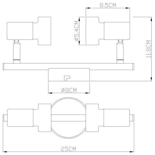 Globo 57917-2G - Spotlámpa  MASON 2xGU10/25W/230V fekete/arany