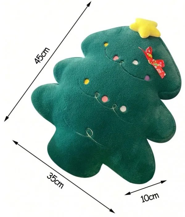 Bársonyos díszpárna fenyőfa alakban MERRYLY, zöld