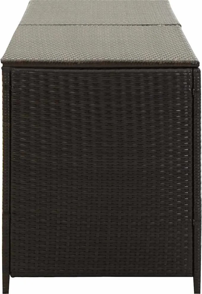 Barna Polyrattan Kerti Tárolóláda 200 X 50 X 60 Cm