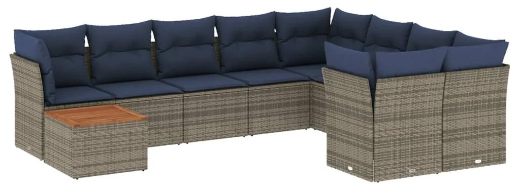 10 részes szürke polyrattan kerti ülőgarnitúra párnával